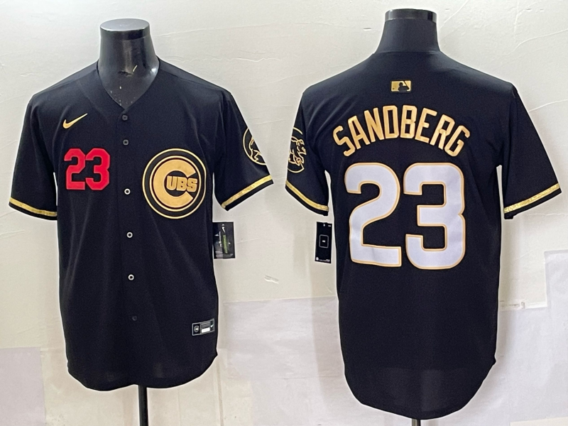Men Chicago Cubs #23 Sandberg black Nike MLB 2025 Jersey 01